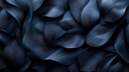 Obraz premium Elegant arrangement of dark blue simulated leaves, abstract nature print
