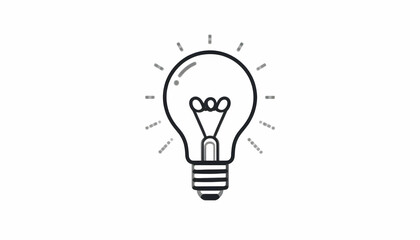 Light Bulb Line Art Icon Shining with Idea Sparking Energy