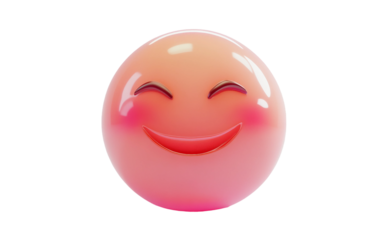 A high-quality 3D emoji showcasing a warm and gentle blush with a sweet and bashful smile Isolated on transparent background PNG