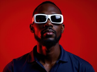 Obraz premium Portrait of a Man Wearing White Sunglasses