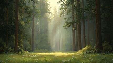 Obraz premium Exploring the Majestic Redwood Forests Ancient Trees Nature's Wonderland Tranquil Environment Awe-Inspiring Views