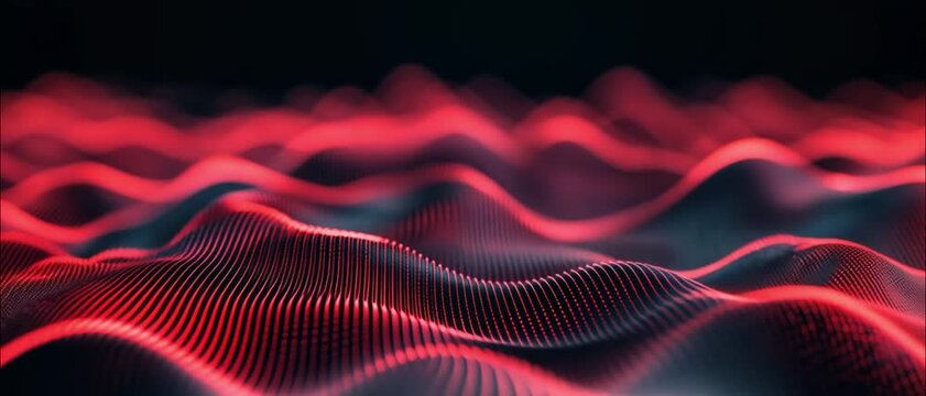 Abstract red wave patterns creating a dynamic visual effect