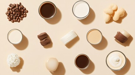 Obraz premium Top View Ingredients Macchiato Coffee