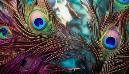Fototapeta premium Peacock Feather Marble marble background mimicking peacock feathers