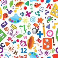 Colorful Educational Pattern. Fun School and Learning Theme Illustration