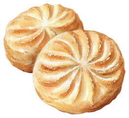 Fototapeta premium PNG Danish butter cookies dessert illustration watercolor.