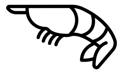 icon of a shrimp with segmented body curved legs and a pointed tail.