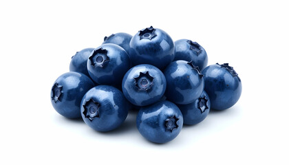 Pile of Fresh Blueberries Isolated on White Background Studio Shot