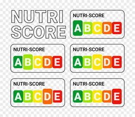 Nutri-Score chart illustrating nutritional ratings from healthiest to least healthy foods. Image featuring color-coded labels from A to E, used in European food labeling