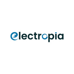 Logo letter E circle black minimalist line with blank background