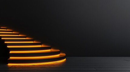 Obraz premium Illuminated Curved Staircase in Dark Room