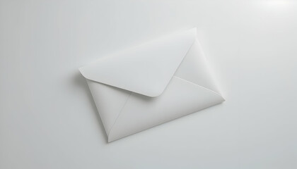 White Envelope on White Background Communication and Mailing Concept