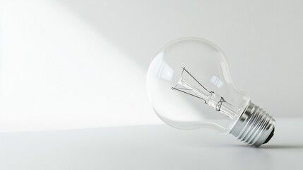 Clear Lightbulb on White Surface for Illumination