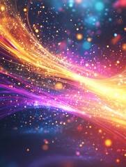 Obraz premium Vibrant Cosmic Stream - Abstract of swirling, colorful lights and sparkles, resembling a cosmic energy stream. Perfect for backgrounds or design elements