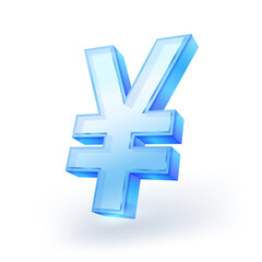 Fototapeta premium 3D glass Japanese yen symbol icon isolated on white background. Vector illustration.