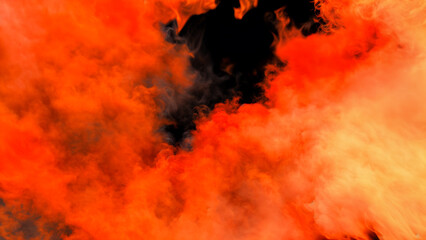 Vibrant red and orange smoke effect creating an intense and dramatic visual on a black background
