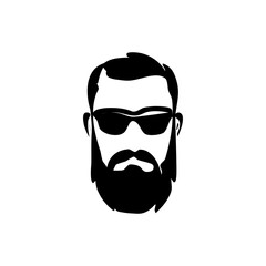 classic style male logo symbol with iconic glasses and beard