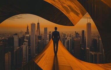 Visionary businessman contemplating the cityscape and future opportunities ahead