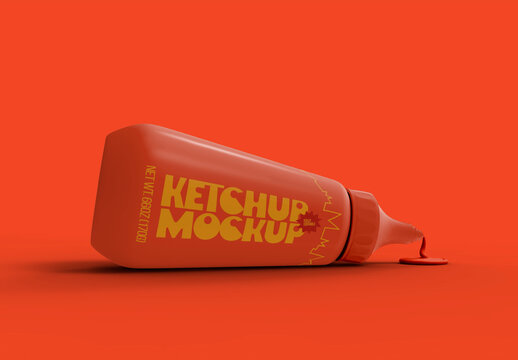 3d Dripping Plastic Sauce Bottle Mockup