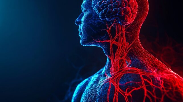 Illuminating the vascular system a glowing model of veins and art in a scientific environment from a creative perspective