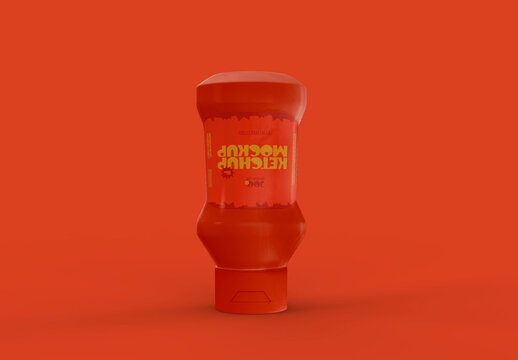 3d Sauce Plastic Bottle Mockup