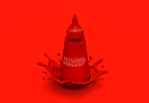 3d Transparent Sauce Bottle Mockup
