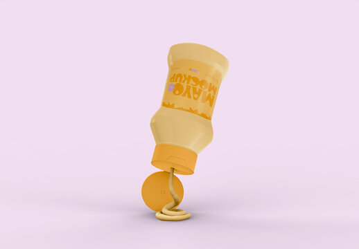 3d Dripping Sauce Bottle Mockup