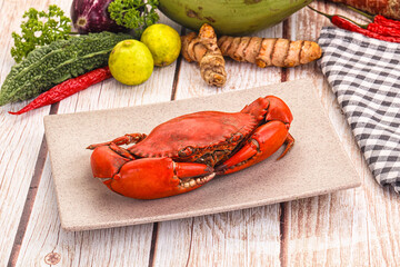 Hot fresh Boiled red crab