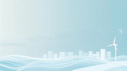 Obraz premium Harmonious scene of city and wind power generation