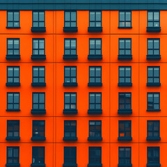 Fototapeta premium Vibrant Orange Building Facade Illustration