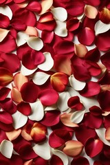 a close up of a bunch of red and white petals
