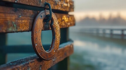 Rustic wooden trough ring frost morning