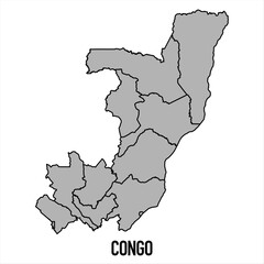 Obraz premium Congo map in grey style isolated on white background. Vector illustration