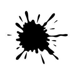 A splatter of paint, a blob. Black and white graphic vector illustration, flat design. Decorative silhouette element for decoration, design, label