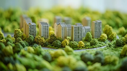 Miniature Cityscape Green Urban Development Model