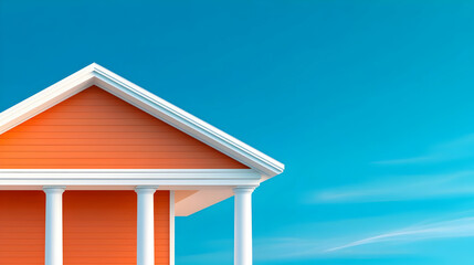 Orange House 3D Render, Minimalist Architecture