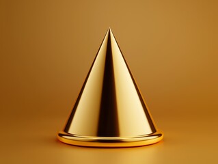 Fototapeta premium Golden Cone Shape on Brown Background