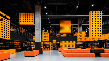 Orange and Black Interior Design Illustration