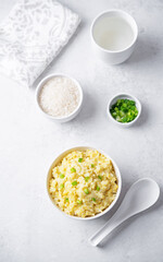 Japanese egg and rice porridge in a bowl