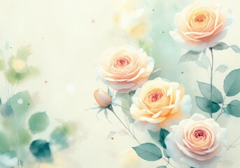 Fototapeta premium Soft pastel roses in bloom, creating a serene and elegant atmosphere
