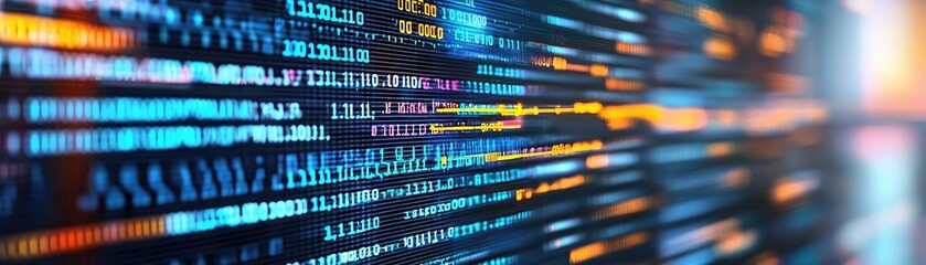 Obraz premium Digital code scrolling, tech background, data flow, server room, website design