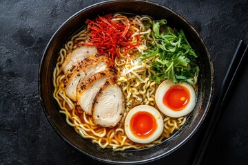 Chicken Ramen Noodles Dark Background Restaurant Meal
