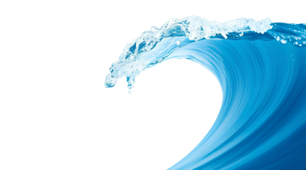 Photo of blue ocean wave splashing isolated on transparent background.png