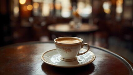 Obraz premium A rich espresso shot with golden crema in a fine porcelain cup