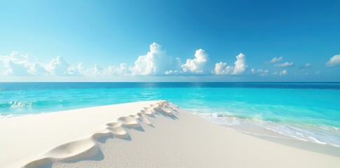 Obraz premium Fine white sand slopes to a tranquil azure sea , beautiful, travel