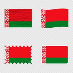Belarus national flag in four different styles.