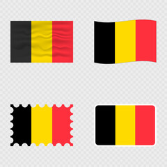 Belgium national flag in four different styles.