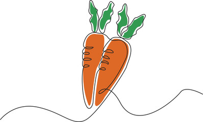Carrot continuous one line icon, a hand drawn vector doodle illustration of a fresh carrot.