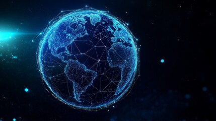 Global Network Connection - Futuristic globe, illustrating worldwide connectivity and data flow. Perfect for technology, networking, and global concepts