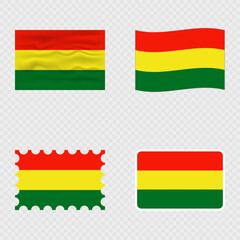 Bolivia national flag in four different styles.